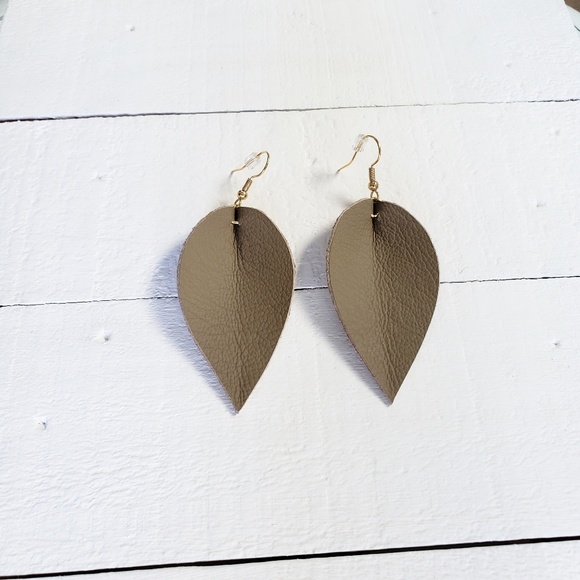 2 Inch | Taupe Petal Earrings - Picture 3 of 6